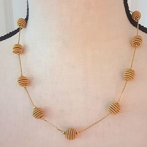 Vintage Stamped Trifari Gold Tone Wrapped Ball 18" Necklace